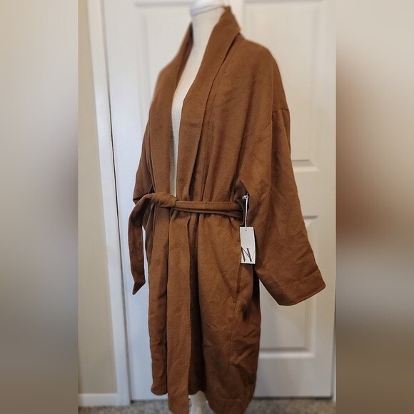 NWT WORTHINGTON Long Brown Women's Coat with Belt Petite XL - Picture 1 of 7